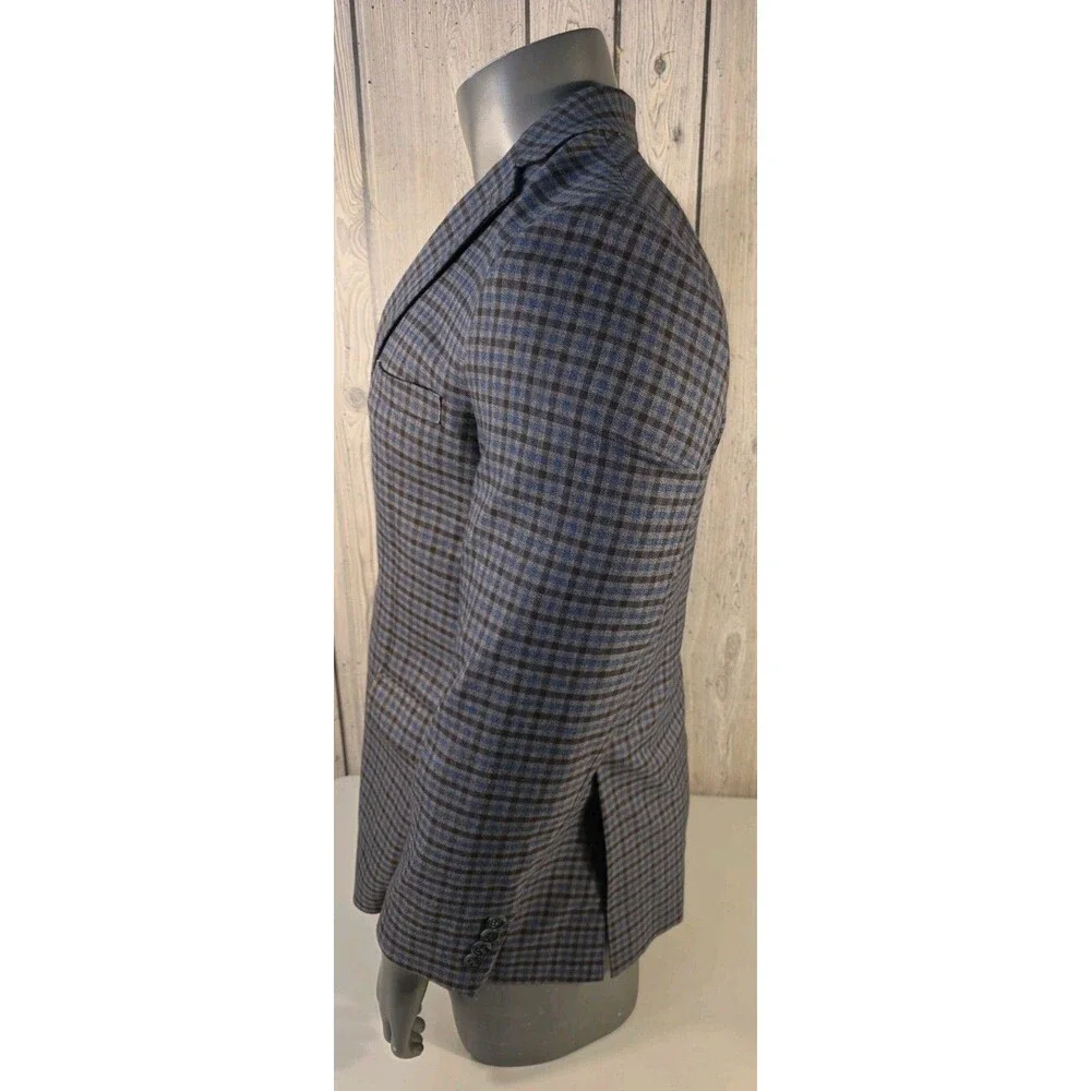 Alan Flusser Check Plaid Two Button Sport Coat Blazer Jacket 40L